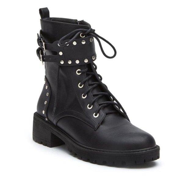 Coconuts by Matisse Shoes - New Black Lace up Studded Combat Boots Size 9.5M